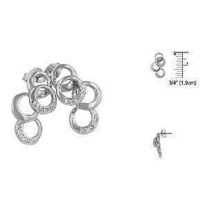  Sterling Silver Four Overlapping Rings Stud Earrings with 