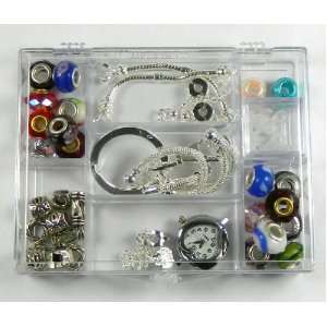  Watch & KEY Chain KIT Inch Silver Bracelet with Beads Spacers Clip 