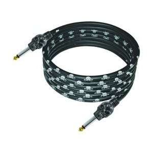  Skull Instrument Cable   12 Foot, Black Musical 