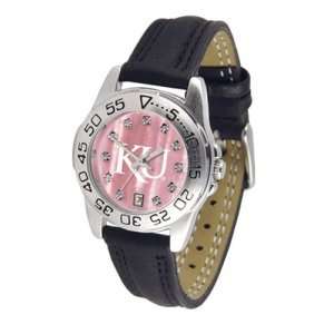  Jayhawks NCAA Mother of Pearl Sport Ladies Watch (Leather Band 