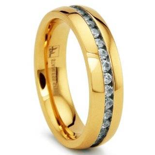   RINGS GOLD PLATED W/CLEAR CZ   Channel Set Eternity Band: Jewelry