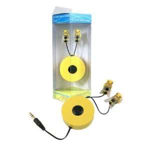  Yellow Bee 3.5mm Retractable Cute Stereo Earbuds Headset 