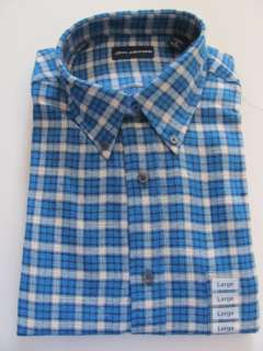   Ashford Flannel Shirt Cerulean Blue Check NWT Button Up Shirt  