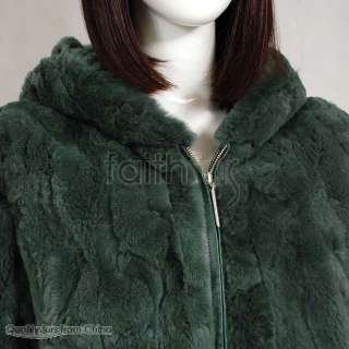 Brand New Hooded Rex Rabbit Fur Jacket/Coat/Overcoat  