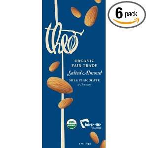 Theo Classics Milk Chocolate with Salted Almonds, 3 Ounce (Pack of 6 