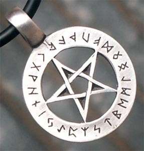 Rune Pentagram Pentacle Star Pewter Pendant W Necklace  