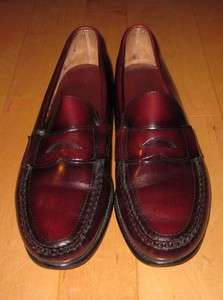 Dexter Mens Burgundy Leather Penny Loafers Slip On Shoes 13 D  