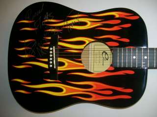 RASCAL FLATTS Signed Autograph Guitar FIRE FLAME Acoustic COA  