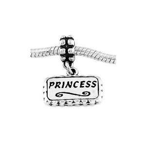  Sterling Silver Princess Tag Dangle Bead Charm Jewelry