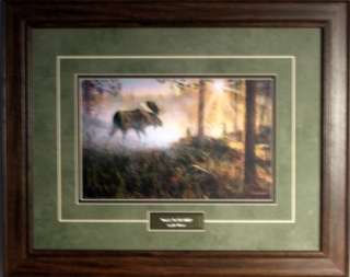 Jim Hansel framed Moose print A WALK IN THE MIST  