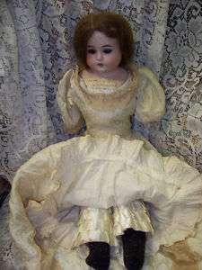 Antique Signed L Germany Doll China (Bisque) & Kidskin  