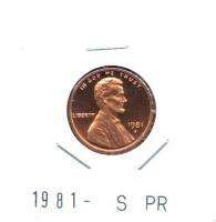 BU** 1981 S PROOF LINCOLN MEMORIAL CENT PENNY TYPE 1  
