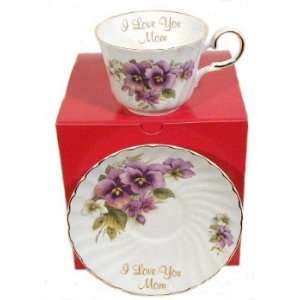  I Love You Mom Inscribed Cup & Saucer