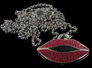 175 NIB Marc by Marc Jacobs MBM7042 Watch Necklace Red Lips Pendant 