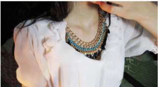   Fashion Lots layered Gem Beads Tassel Bib Choker Necklace TOP SELL
