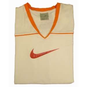  Nike womens Active Yoga T Shirt White & Orange: Sports 