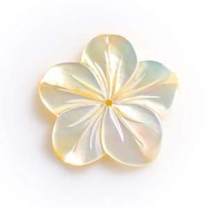  30mm White Mother Of Pearl Carved Flower with Center Hole 