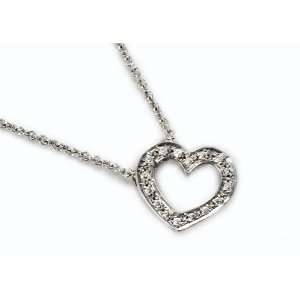  14K White Gold Open Heart Necklace Set with Diamond 