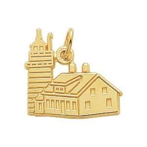 Rembrandt Charms West Quoddy Head Lighthouse, Maine Charm, Gold Plated 