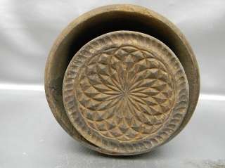 Antique 1800s Wooden Butter Mold Print Stamp Unusual Pattern  