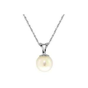  Sterling Silver White Pearl Pendant Necklace: Jewelry