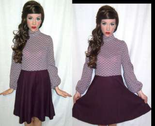   Vintage 60s MOD Striped Poet Sleeve Baby Doll SCOOTER Mini Dress S