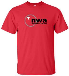 NWA Northwest Airlines Retro Logo US Airline T Shirt  