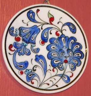 Turkish Handmade 4 Iznik China/Ceramic Tulip Wall Plate  