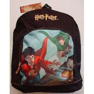  HARRY POTTER Backpack Brown Denim 2001 QUIDDITCH & SNITCH 