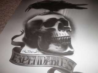 THE EXPENDABLES Poster Promo Skull/Crow Tattoo Stallone  