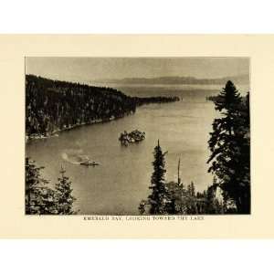 com 1915 Print Emerald Bay Lake Tahoe California Sierra Nevada Island 