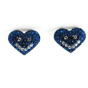Blue Smile Smiley Happy Heart Sapphire Swarovski Crystal .925 Silver 