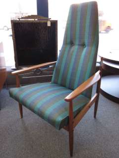 1960s Danish Style High Back Lounge Chair All Original  