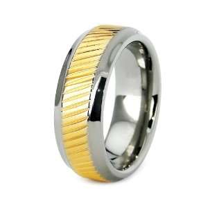    7mm 18k Gold Overlay Titanium Ring Wedding Band in Size 7 Jewelry