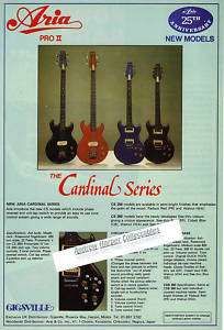 Aria Pro II Guitar Guitars Cardinal Series original paper press advert 