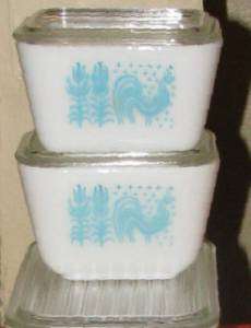 Pyrex Amish Butterprint Rooster Refrigerator Dishes 6 pc Lot VTG Set w 