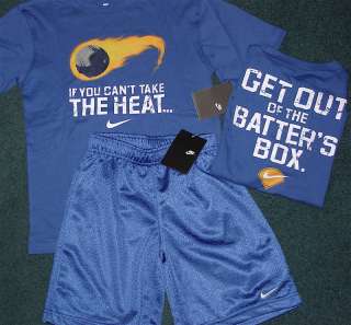 NWT Nike Boys Royal Blue Baseball HEAT Shorts Set 7X  