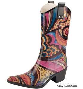 Women Mid Calf Rubber Cowboy Rain Boot Shoes Monet Sz 6  