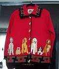 Gorgeous Deep Red STORYBOOK KNITS Small CARDIGAN SWEATER Designer Dogs