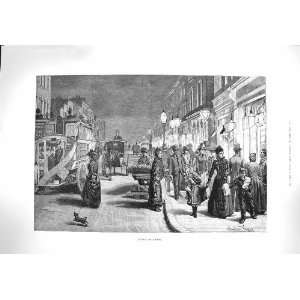  1895 STREET SCENE LONDON AFTER DARK TRANSPORT VIGOR: Home 