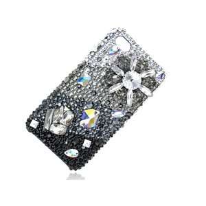 Jet Black Gradient Abstract Shaped Flower Swarovski Crystal iPhone 4S 