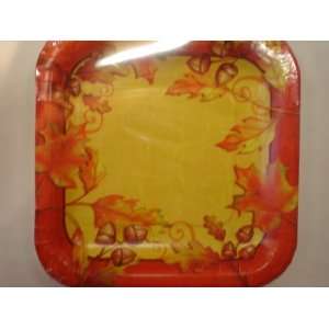  Fall Leaves 7 Inch Square Plate Party Supply Toys & Games