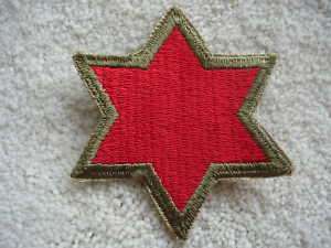WW2 US Army 6th Infantry Division patch green border  