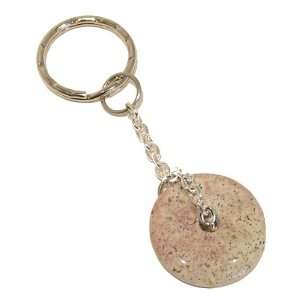 Jasper Keychain 08 Pink Spotted Donut Silver Key Ring Stone Healing 