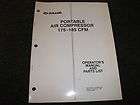 Sullair 175 185 C air compressor parts operators manual