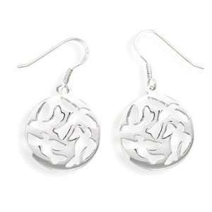  Sterling Silver Cut Out French Wire Earrings with Dove 