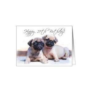 Happy 27th Birthday, Pug Puppies Card: Toys & Games