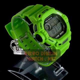 OTS G Digital Retro Shock Watch GREEN 7 colour disco lights   NEW 