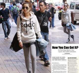2011 Autumn Vogue Style Ladys Inner White COCO Print Hoodie Pullover 