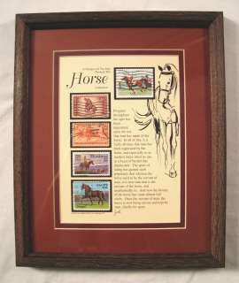 Framed Horse US Stamps Jack Rabbit Polo Racing Cowboy Stamp Pony 